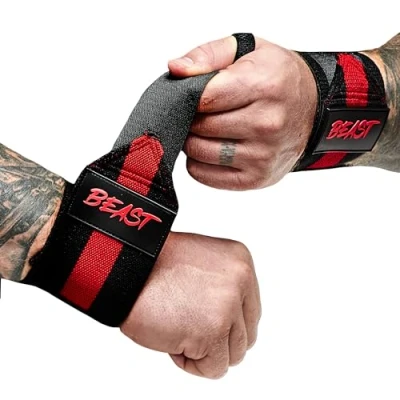 Image of Alpha Designs &#039;BEAST&#039; Lifting Wrist Straps Weightlifting Gym Support Wraps Normal (75cm)