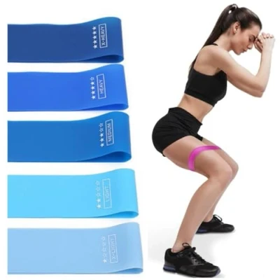 Image of SHEEN Resistance Bands [Set of 5], Band for Women and Men, Skin Friendly Fitness Exercise Loop 5 Levels Legs Glutes,Arms,Pilates,Yoga (BLUE)