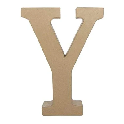 Image of Décopatch Ref AC418O Papier Maché Alphabet Funny Lowercase Letter &quot;Y&quot; Fun to Decorate Using Papers, Glue &amp; Varnish, 5 x 22 23cm Brown