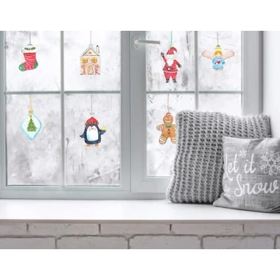 Image of QuoteMyWall Hanging Christmas Decorative Characters Window Stickers