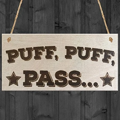 Image of Red Ocean Puff Pass Novelty Wooden Hanging Plaque Shabby Chic Smoking Funny Gift Sign