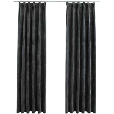 Image of vidaXL Blackout Curtains 2 pcs with Hooks Velvet Anthracite 140x245 cm