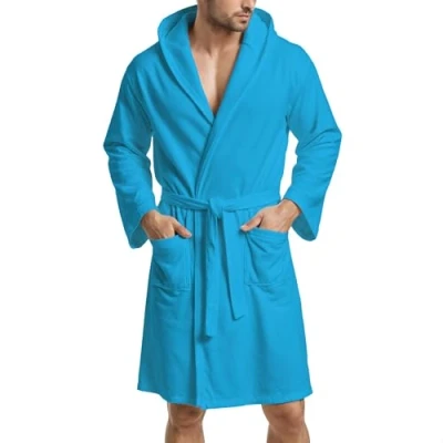 Image of PETTI Artigiani Italiani Unisex, Hooded Microfiber Bathrobe, 100% Made in Italy, Microfibre, Light Blue, M