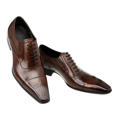 Image of KYOESCAI Mens Oxfords Dress Shoes Formal Derby Brogue Business Square Toe Classic Wedding Shoes,Brown,12 UK