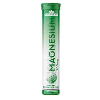 Image of Natures Aid Magnesium Effervescent, Natural Strawberry Flavour, 20 Tablets