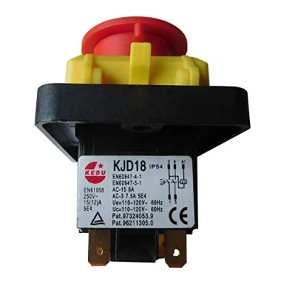 Image of KEDU KJD18 5Pins Electromagnetic Switch Emergency Stop Push Button Switches Can Be Used to Turn On and Control Electrical Motors It Has Low Voltage Restart Protection AC 250V 15(12) A