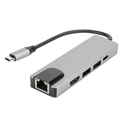 Image of 5 in 1 Type‑C Hub to Hdmi Adapter 4K USB C Gigabit Ethernet RJ45 Expansion Port