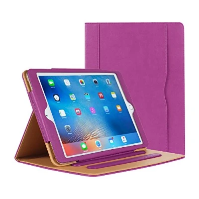 Image of iPad Air Case Leather Stand Folio Cover for Apple with Multiple Viewing Angles, Document Card Pocket (Purple)