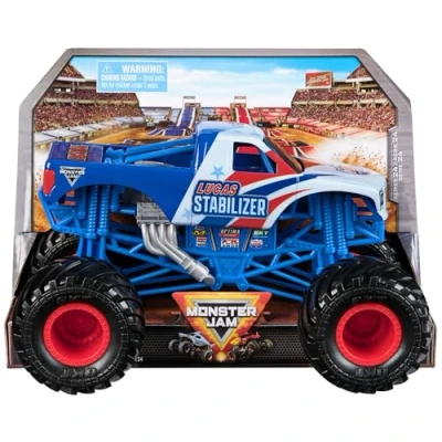 Image of Monster Jam, Official Lucas Stabilizer Truck, Collector Die Cast Vehicle, 1:24 Scale, Kids’ Toys for Boys and Girls Aged 3 up