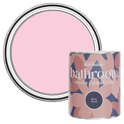 Image of Rust Oleum Pink Moisture Resistant Bathroom Wood and Cabinet Paint in Gloss Finish My Husband Said No 750ml