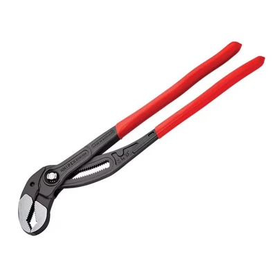 Image of Knipex Cobra® XL Pipe Wrench and Water Pump Pliers grey atramentized, plastic coated 400 mm (self service card/blister) 87 01 SB