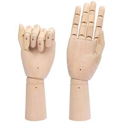 Image of Belle Vous Flexible Wooden Mannequin Left &amp; Right Hand Model Figures (2 Pack) 30cm (11.81 Inches) Movable Display Manikin with Finger Joints for Drawing, Sketching Painting Jewellery Holder