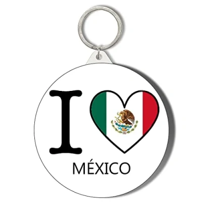 Image of Gift Insanity I LOVE MEXICO FLAG HEART SHAPED OWN LANGUAGE 45mm Keyring