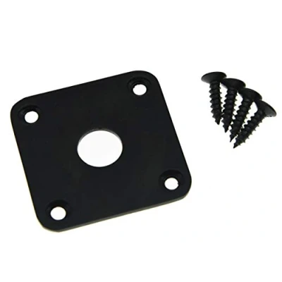 Image of Dopro Black Flat Bottom Metal Jack Plate Base Square Jackplate for Gibson LP Les Paul
