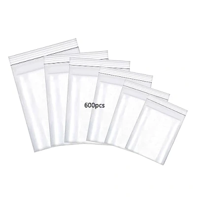 Image of HVDHYY 600pcs Small Plastic Bags Sealable Grip Seal Mixed Size Clear Zip Lock Resealable 6X9cm 7X10cm 8X12cm 9X13cm 10X15cm 12X17cm