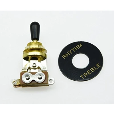 Image of KAISH LP Guitar 3 Way Toggle Switch Gold with Black Tip and RHYTHM TREBLE Plate for Les Paul