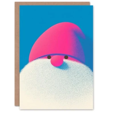 Image of Wee Blue Coo Santa Gonk Gnome Pink Fun Xmas For Child Kids Christmas Card