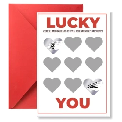Image of Naughty Scratch off Card for Boyfriend, Rude, Funny Adult Valentines Day Gift him, husband, other half (LUCKY YOU)