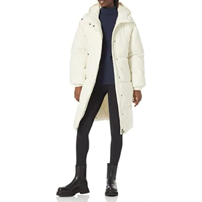 Image of Amazon Essentials Women&#039;s Oversized Hooded Long Puffer Jacket (Available in Plus Size), Eggshell White, L