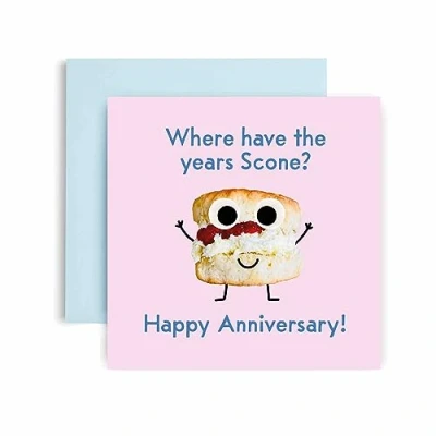 Image of Huxters Anniversary Cards for Men and women Funny Scone Husband Card her him Fun wife Happy Birthday 14.8cm