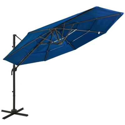Image of vidaXL 4 Tier Garden Parasol with Aluminium Pole Azure Blue 3x3 m