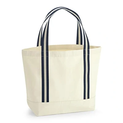Image of Westford Mill W690 EarthAware® Organic Boat Bag Natural/French Navy
