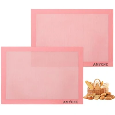 Image of Perforated Baking Mats, 2 PCS Pink Eclair Silicone Mat for Half Sheet, Non Stick Reusable Oven Liners Making Bread/Pizza/Pastry/Cookie 11 5/8&quot; x 16 1/2&quot;, Sakura
