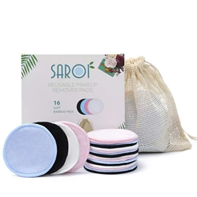 Image of 16 Premium Reusable Makeup Remover Pads Eco Friendly Gift Packaging Facial Cleansing Cotton Buds Wipes I Packed With A Laundry Bag And
