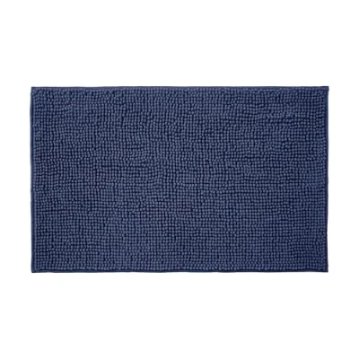 Image of Allure Bobble Chenille Bath Mat Non Slip 50 x 80cm Soft, Absorbent, Easy Care (Navy)