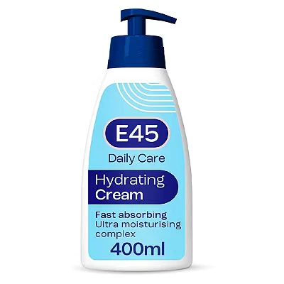 Image of E45 Daily Cream 400 ml for Very Dry Skin Sooth Dryness, Smooth Rough Non Greasy Moisturiser Perfume Free Body Face Hand Fast Absorption Dermatologically Tested