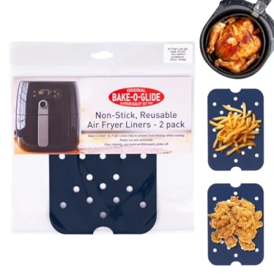 Image of Bake O Glide AFL001 Air Fryer Liner, Woven Glass Fabric Coated in 100% PTFE, Blue