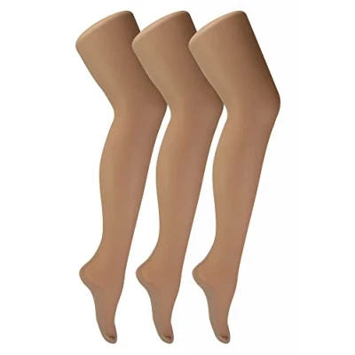 Image of Sock Snob Womens Vintage Seamed Tights 3 Pair Multipack 40 Denier Knee High Ultra Sheen with Line Up the Back (18 24, Nude/Nude)
