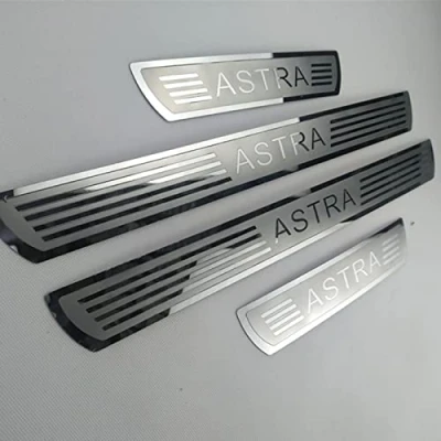 Image of EAGLEG 4 Pcs Stainless Steel Car Door Sill Protector for Op el Vauxhall ASTRA G H J K GTC 2010 2020, Auto Welcome Pedal Kick Plates Scuff Guard Styling Decoration Accessory,Silver