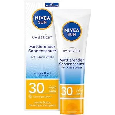 Image of NIVEA Sun UV Face Mattifying Protection SPF 30 (50 ml), Non Greasy Cream for the Face, Instant Effective Lotion with Light Texture