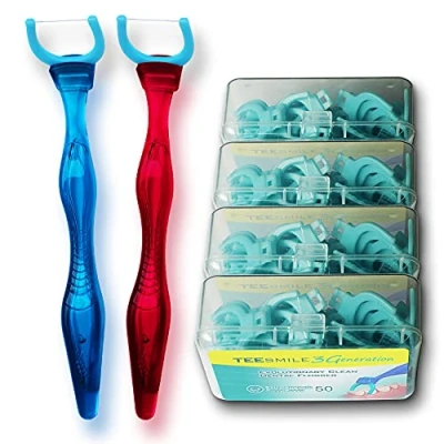 Image of TEEsmile Evolutionary Clean Dental Flossers, Kit of Handle(s) Plus Refillable Heads (2 Mid Length Handles, +200 Extra Strength Refills)
