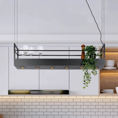 Image of Miravelle Cottage Bar Pendant Light 6xGU10 Black