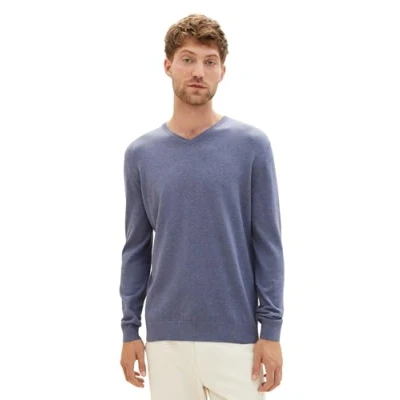 Image of TOM TAILOR Men Basic jumper 202212 Strickpullover V Ausschnitt, 18964 Vintage Indigo Blue Melange, 3XL