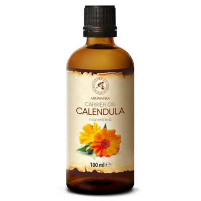 Image of Calendula Oil 100ml 100% Pure &amp; Natural Oils Marigold Benefits for Skin Hair Face Body great Massage Glass Bottle