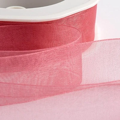 Image of Italian Options Organza Chiffon Ribbon, 38mm x 20 Metre Roll, Rose Pink