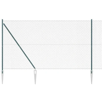 Image of vidaXL Chain Link Fence with 13 Spike Posts 1.6x25 m Galvanised Steel