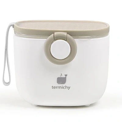 Image of Termichy Milk Powder Dispenser Baby Dispenser, 250 g Airtight Portable Container for Travel, with Scraper and Spoon (Khaki, 1 Piece)
