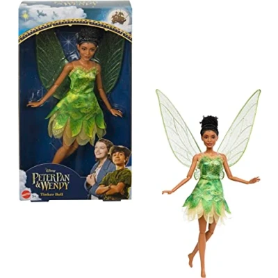 Image of Mattel Disney Movie Peter Pan &amp; Wendy Toys, Tinker Bell Fairy Doll with Wings Inspired by Disney?s Wendy, Gifts for Kids, HNY37