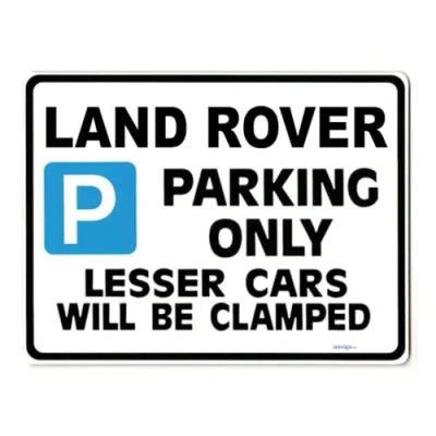 Image of 99sign Personalised Gift compatible with Land Rover car owner Parking Sign(200mm Small Size, White)