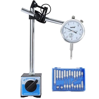Image of KATSU Dial Test Indicator DTI with Magnetic Base and 22 Piece Points Set, 0 10mm 0.01mm High Precision Measuring ToolKit 40111965