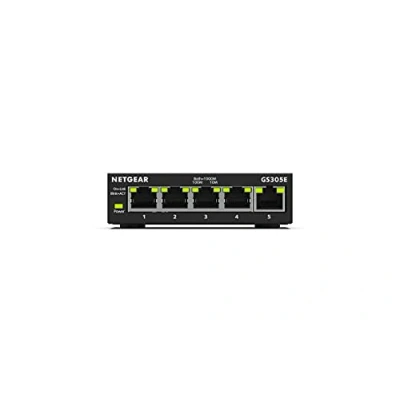Image of NETGEAR 5 Port Gigabit Ethernet Managed Network Switch (GS305E) Desktop or Wall Mount, Home Hub, Office Splitter, Silent Operation