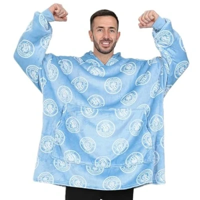 Image of MANCHESTER CITY Football Club Mens Fully Lined Luxury Fleece Hoodie, Oversized Blanket Hoody Blue