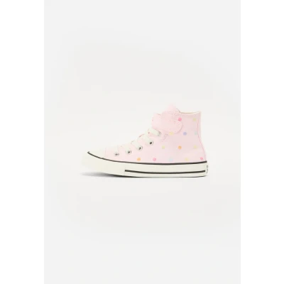 Image of Converse Chuck Taylor Unisex Hightop trainers for kids, Size: 2.5, Sugar berry/vintage white/lemon slushy Imitation leather/ textile