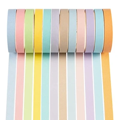 Image of YUBX Rainbow Washi Tape Pastel Sticky Paper Masking Adhesive Decorative for Arts, DIY Crafts, Bullet Journal Supplies, Planners, Scrapbook, Card/Gift Wrapping
