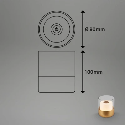 Image of Briloner 7483 LED battery table lamp IP44 dimmer, gold