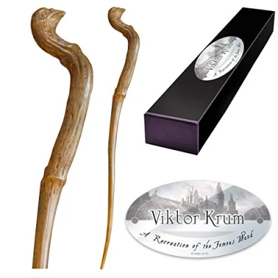 Image of The Noble Collection Viktor Krum Character Wand 14in (35cm) Wizarding World With Name Tag Harry Potter Film Set Movie Props Wands